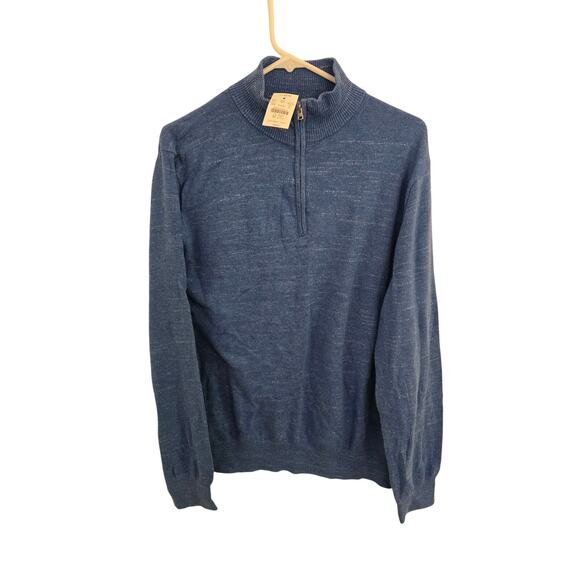 NWT J.Crew Raglan half-zip sweater mens XL blue mock neck long sleeve preppy - Picture 1 of 3